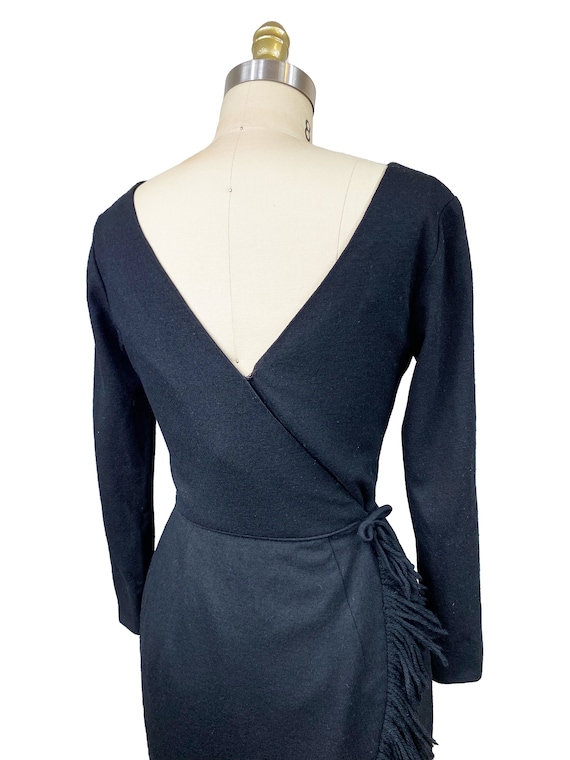 Vintage 1960s Black Fringe Hem Cocktail Dress - W… - image 5