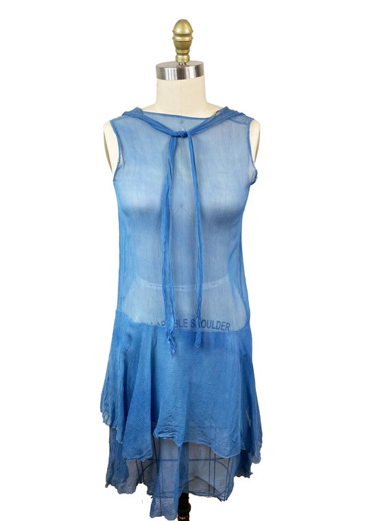 Vintage 1920's Cornflower Blue Dress- Chiffon Fla… - image 2