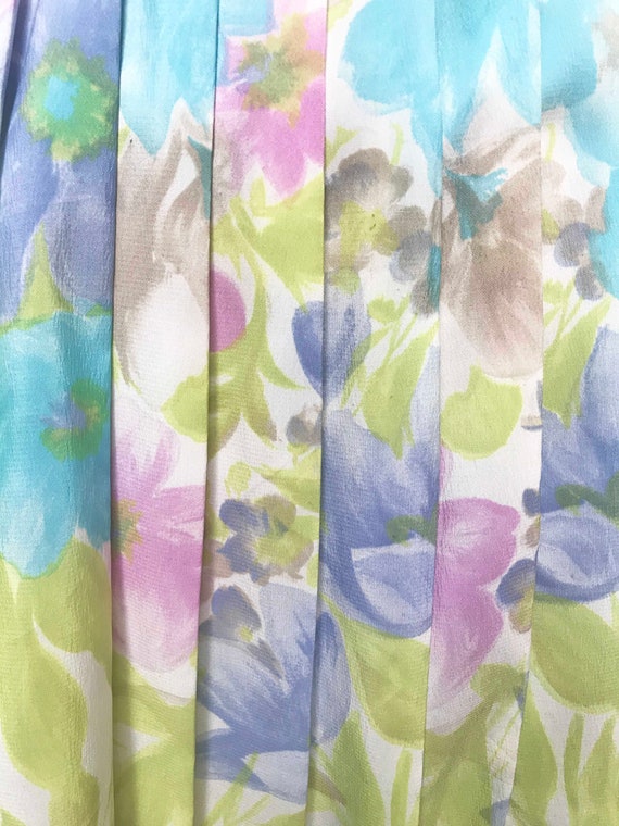 Vintage 1960s Dress - Pastel Green Blue Purple Fl… - image 6