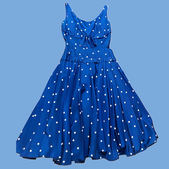 Vintage 1950s Navy Polka Dot Dress - Fitted Full Skirt Cocktail Party  Wedding Waist: 26.5" - Etsy