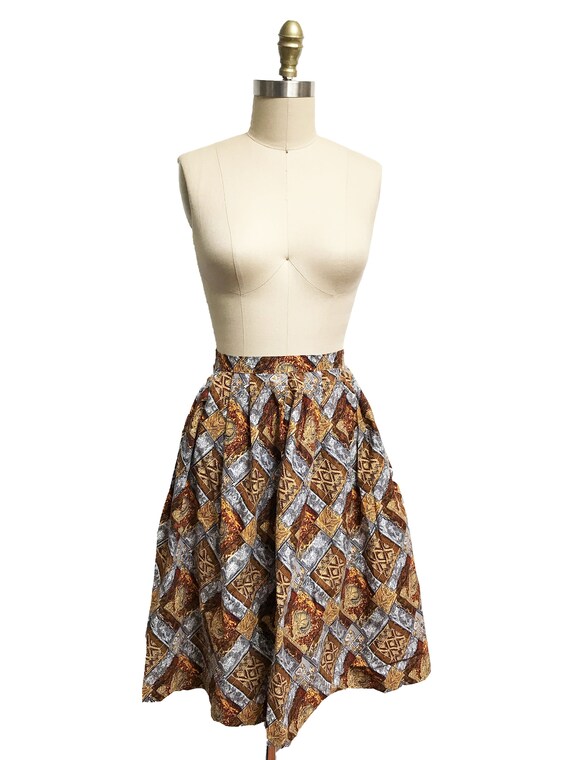 Vintage 1950's Novelty Brown Skirt- Fall Novelty … - image 2