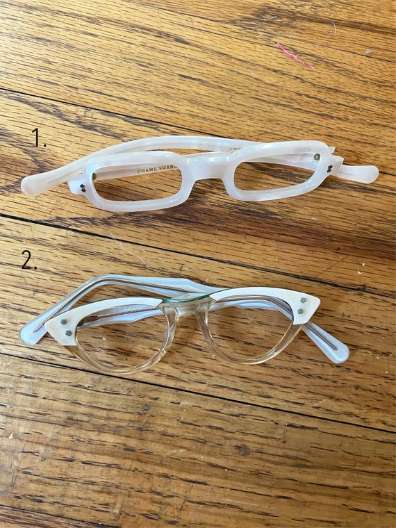 Vintage 1950s Cateye Mother of Pearl Cateye Squar… - image 2