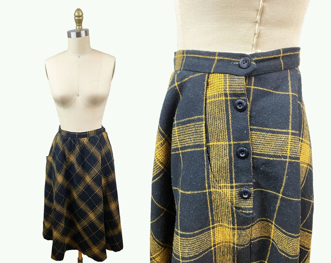 Black and yellow plaid women’s skirt. main image 1