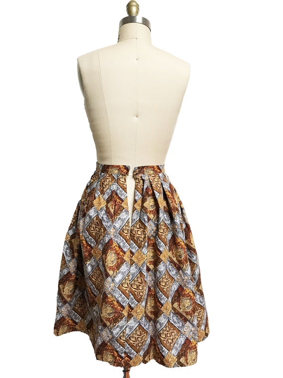 Vintage 1950's Novelty Brown Skirt- Fall Novelty … - image 3