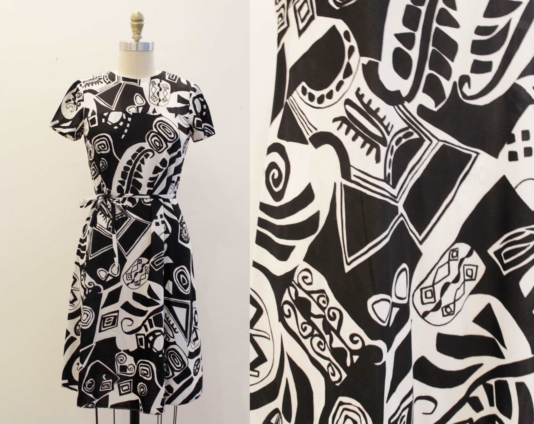 twiggy black and white dress