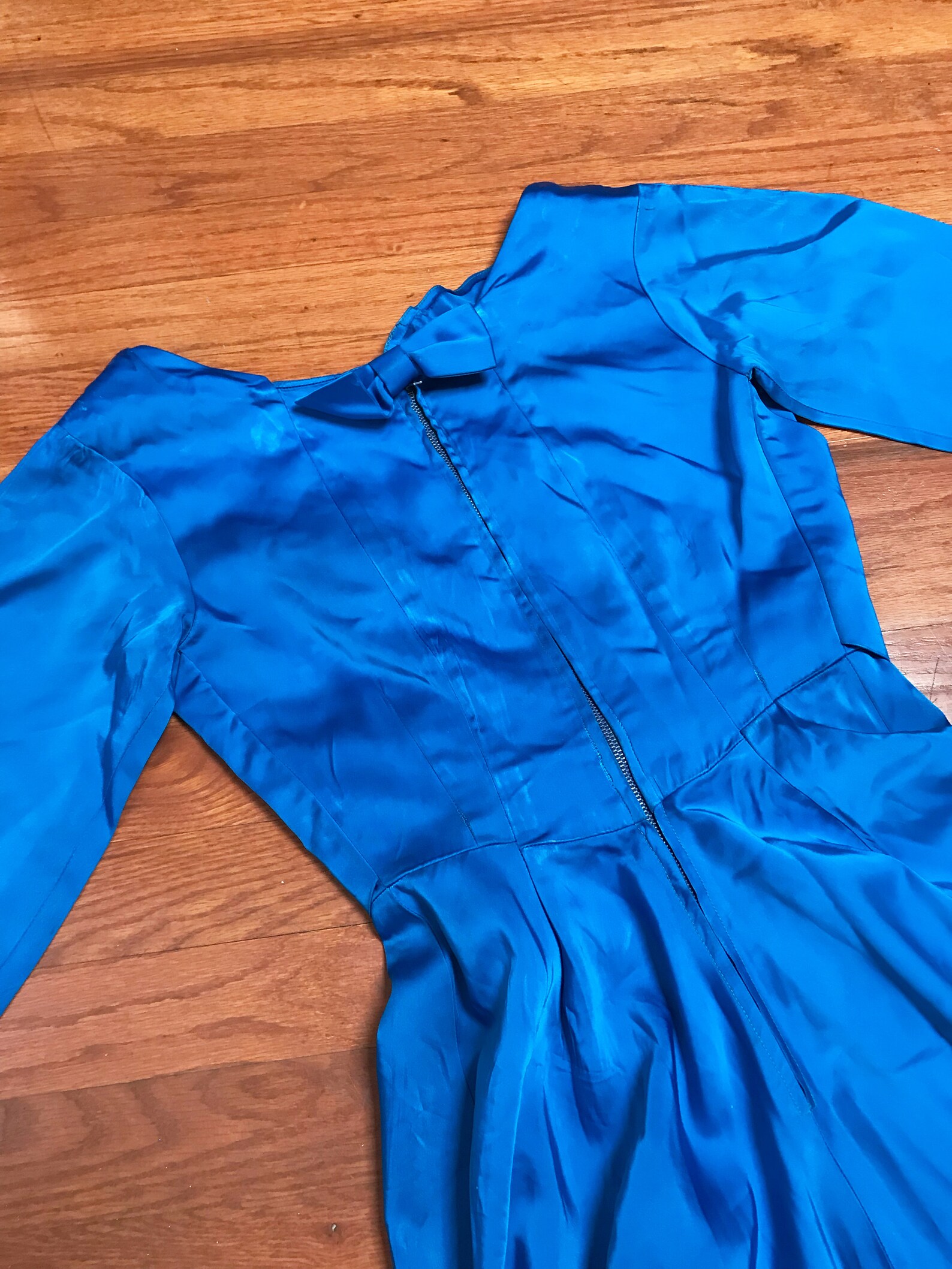60’s Navy Blue Satin Dress main image 0