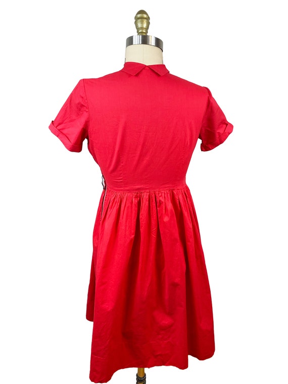 Vintage 1950s Red Shirt Dress- Summer Cotton Day … - image 5