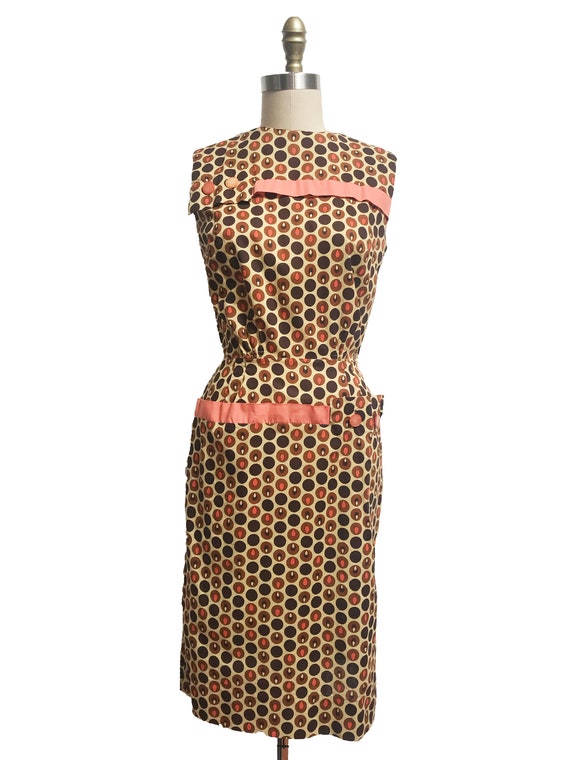 Rare Vintage 1950s 1960s Polka Dot Dress - Pink B… - image 2