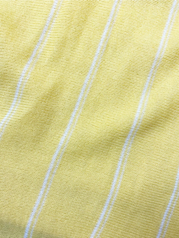 Vintage 1970s Yellow Knit Striped Polo - Short Sl… - image 4