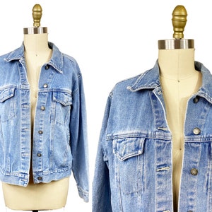 Vintage 1990s Denim Jean Jacket - Light Wash Button Front Women&#39;s Medium