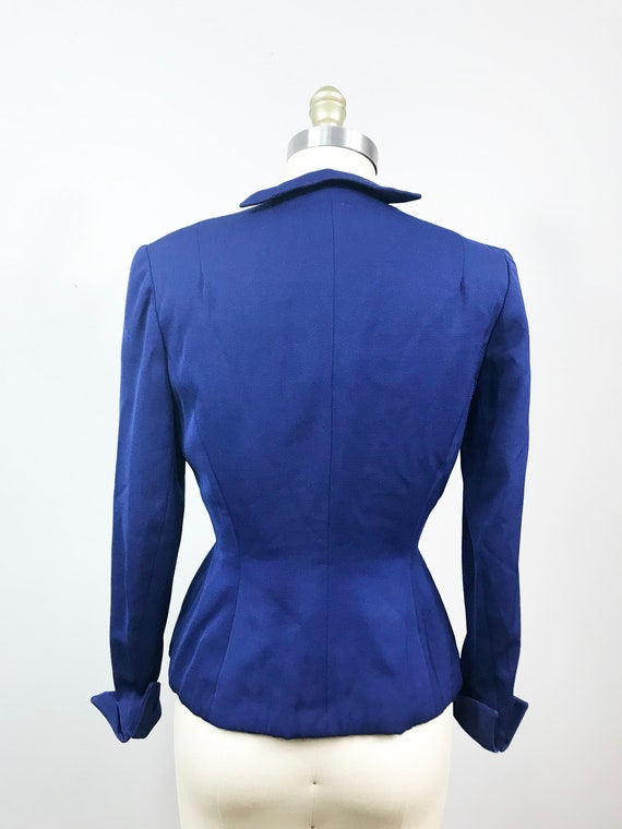 Vintage 1940s Blue Suit Jacket - Button Front Eve… - image 4