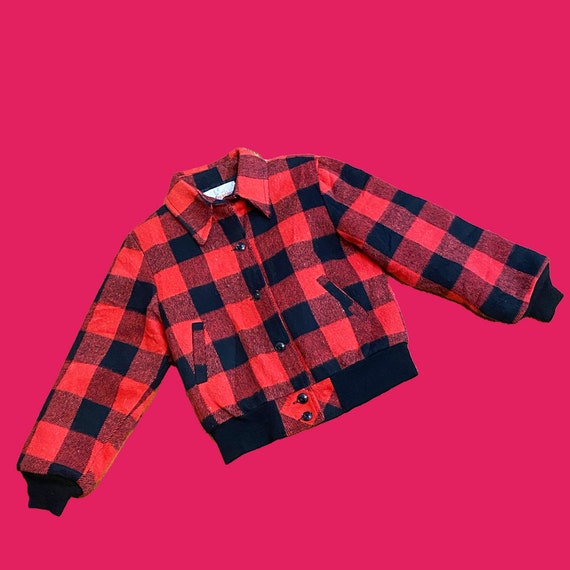 Vintage 1970s Crop Plaid Womens Bomber Jacket - R… - image 9