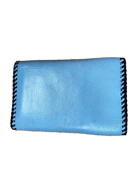 Vintage 1960s Deadstock Western Blue Wallet - Bla… - image 8