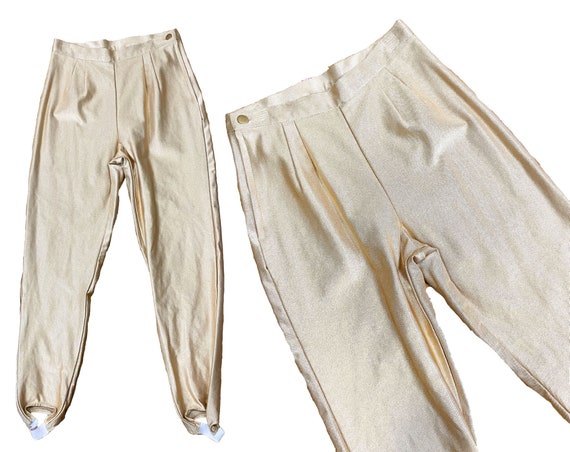 パンツ 1980's italy gold fake lether pants Vintage 70s Heavy Leather Pants Hippie Boho 2 Tone Bell