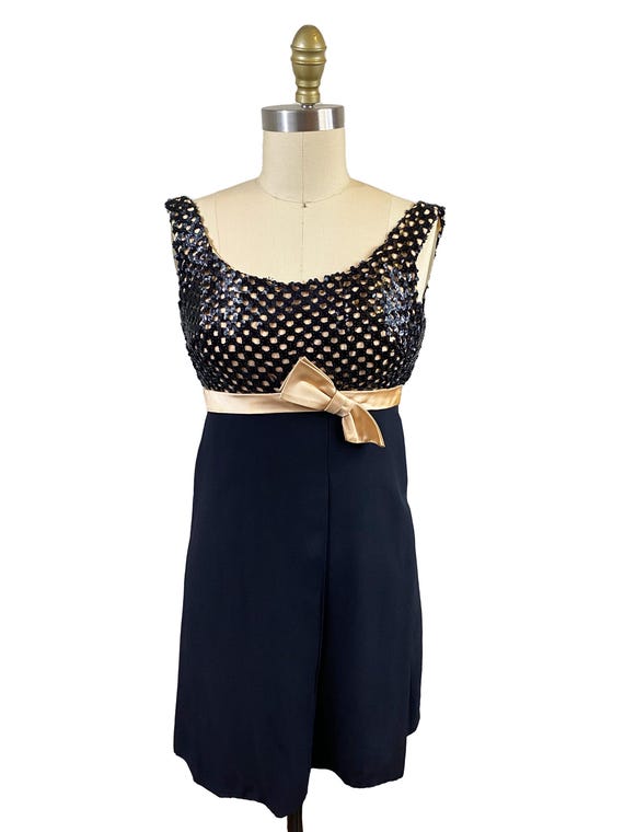 Vintage 1960s Mini Black Dress - Gold Short Sequin Tank Cocktail Party  Size: Small - Etsy