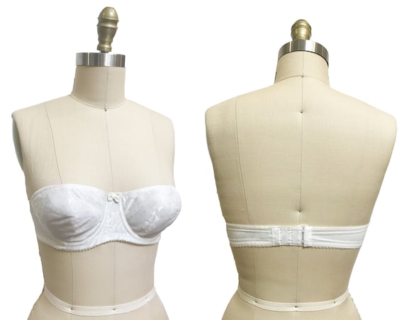 Vintage 1960s 1970s White Strapless Bra - 34B