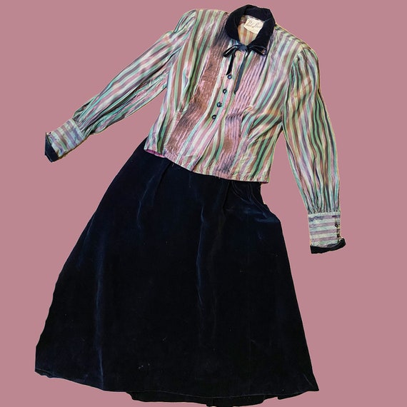 Vintage 1940s Two Piece Set Blouse Matching Skit-… - image 8