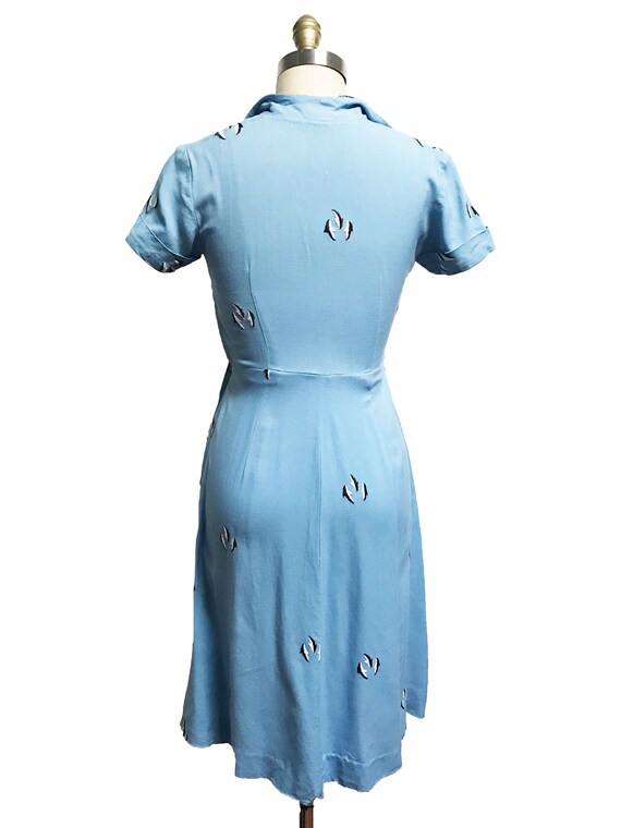 Vintage 1940s Dolphin Dress- Novelty Embroidered … - image 3