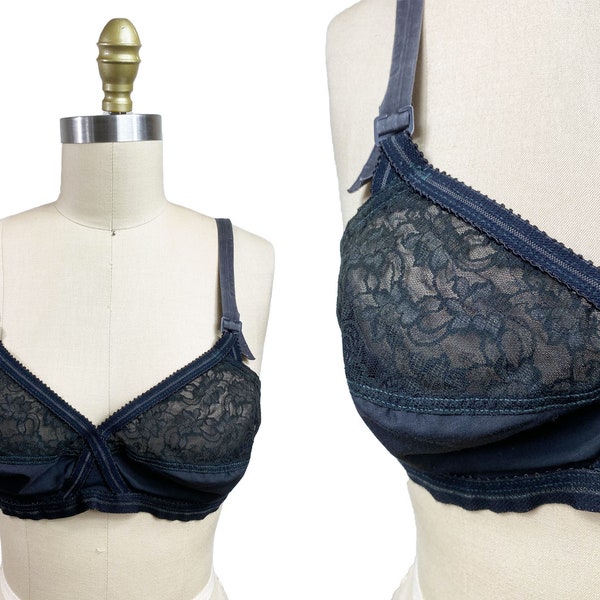 Vintage Worn on Marvelous Mrs Maisel Black Lace Bullet Bra Read Size: 38B