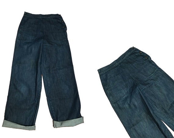 Vintage 1940s Inspired Denim Jeans - Freddies of P