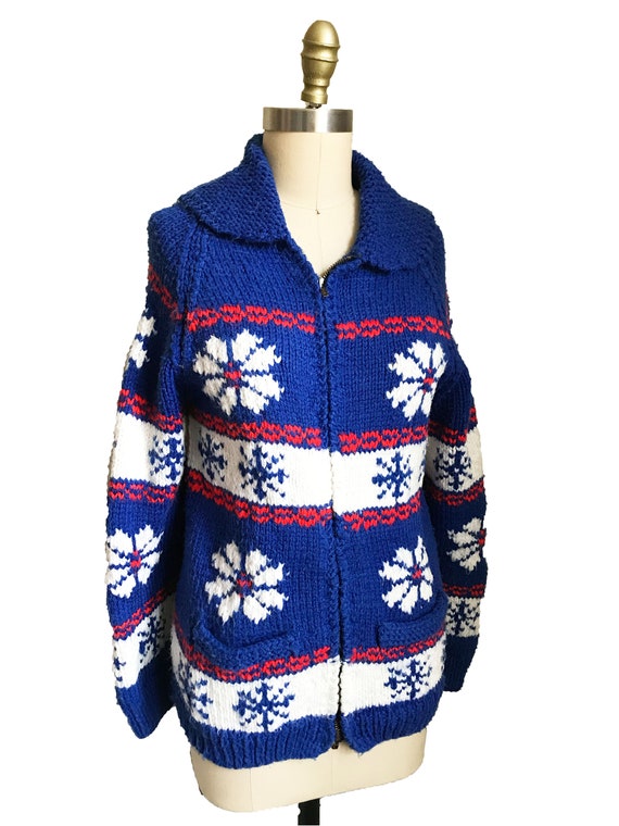 Vintage 1950s 1960s Cowichan Sweater - Zip Front … - image 2