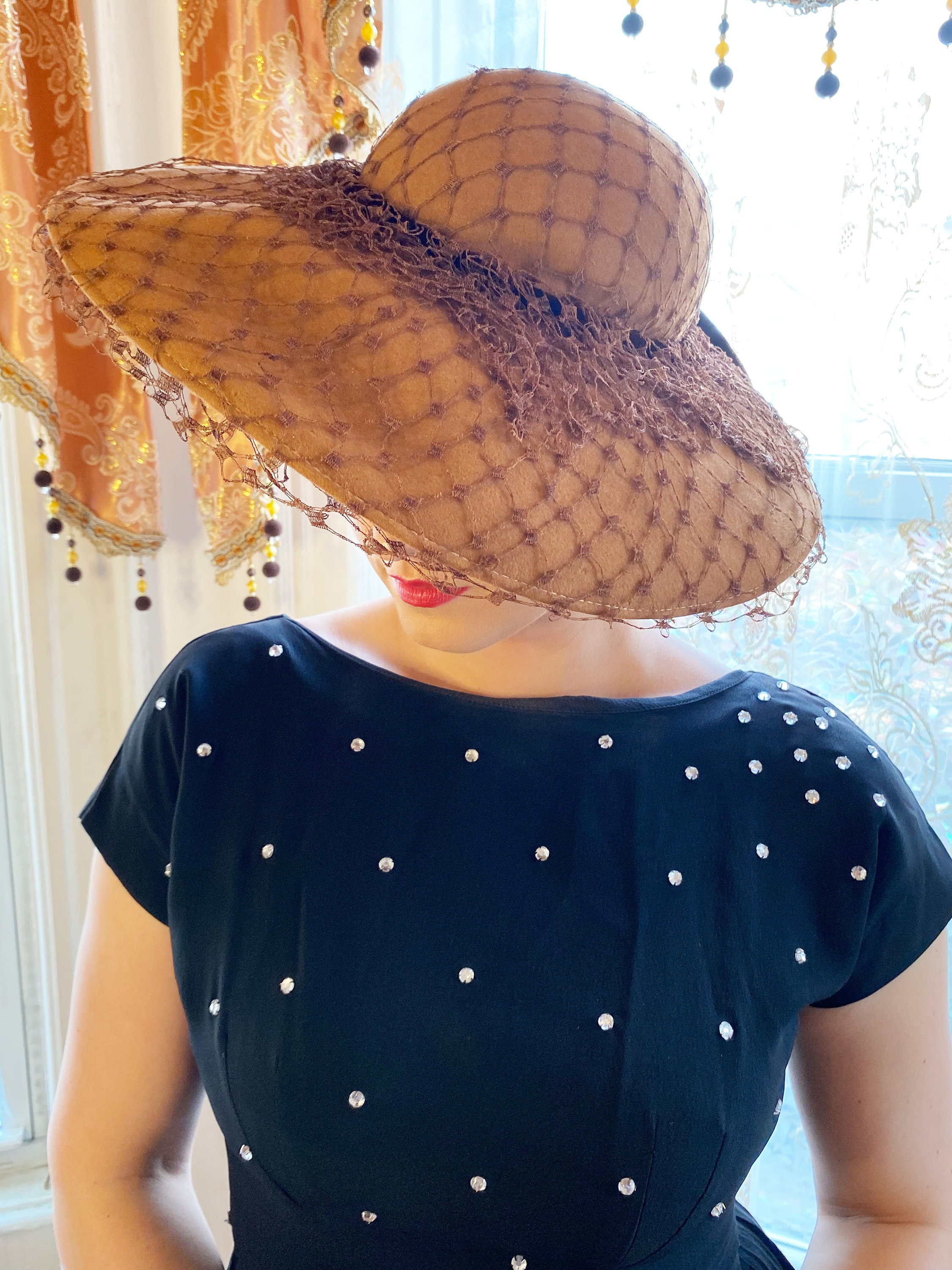 Vintage 1950’s Hat from the set of Marvelous Mrs. Maisel The Marvelous Mrs Maisel Wardrobe Hat / Late 1950s Purple  main image 3