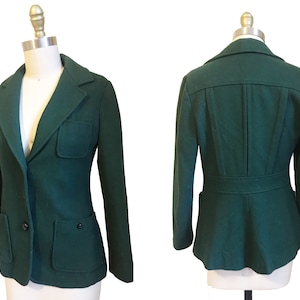 Vintage 1970s does 1940s Green Suit Jacket - Detailed Back Seamed Detail Size Small
