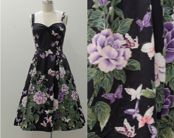 Vintage 1950's Inspired Dress-Flower Butterfly Sum