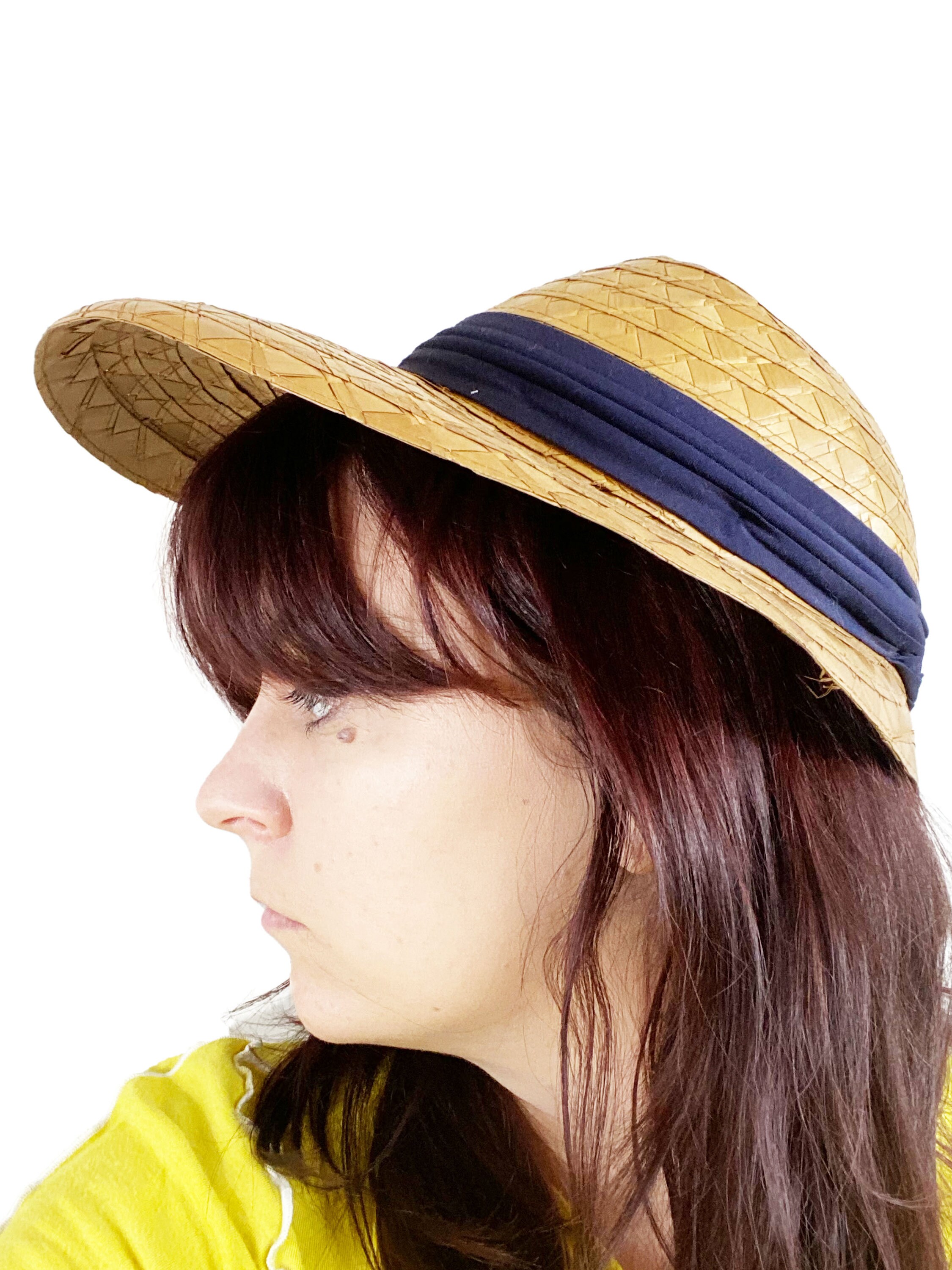 HALO HATS New York Vintage Straw Hat 40s Blue Straw Halo Hat Cream Flowers NY Creations - Etsy main image 2