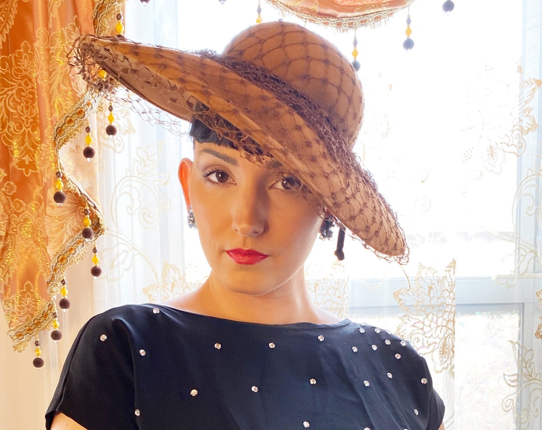 Vintage Worn on Marvelous Mrs Maisel 1950s Brown Veil Wide 