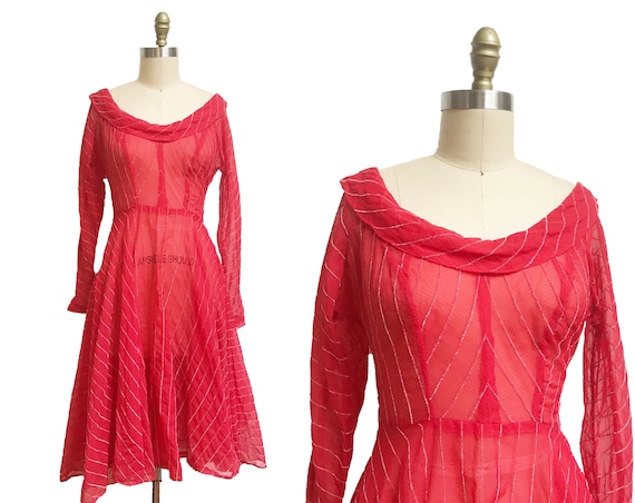 open lace back dress 1950s Burgundy Knit Wool Sweater Dress