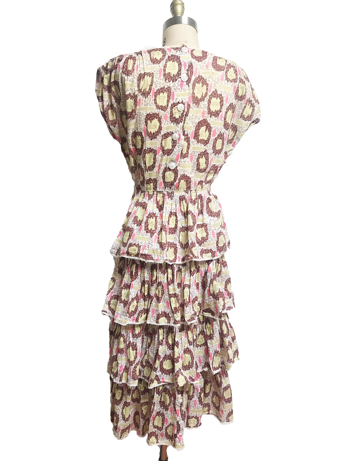 RARE Vintage 1940's Novelty Print Day Dress Grecian - Etsy