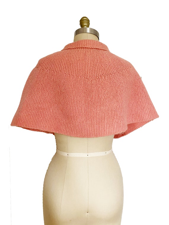 Vintage 1930s Pink Crochet Knit Capelet - Large B… - image 4