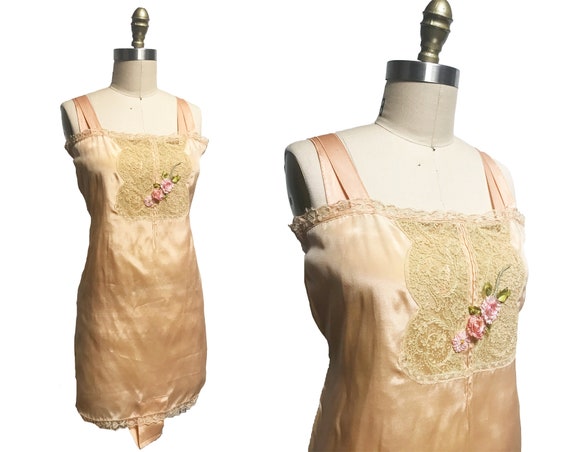 Vintage 1920s 1930s Teddy Romper Underwear Peach w