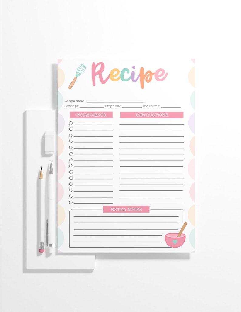 Colorful Recipe Binder Bundle Printable | 15 Page Recipe Organizer | US ...