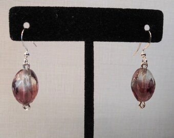 Women's Small, Classy, Clear and Purple Glass Bead Dangle Earrings