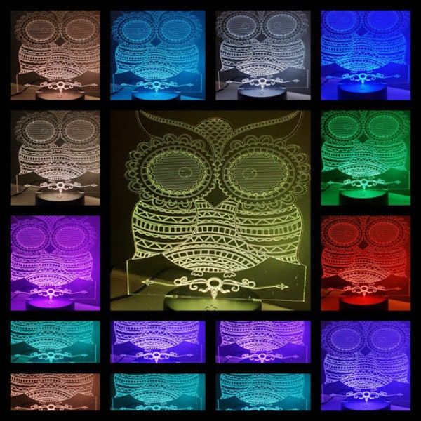 Battery Owl Lamp Etsy