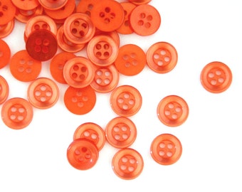 Small Orangey Red Buttons 10mm (0.4") · 50 Orange Red Buttons