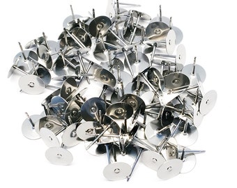 50 Pairs: 8mm Stainless Steel Earring Posts with Backs · 8mm Earring Posts · 50 Pairs ·  Stainless Steel Posts and Backs