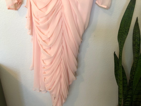 1980’s Tadashi Ruched Chiffon Vintage Cocktail Dr… - image 6