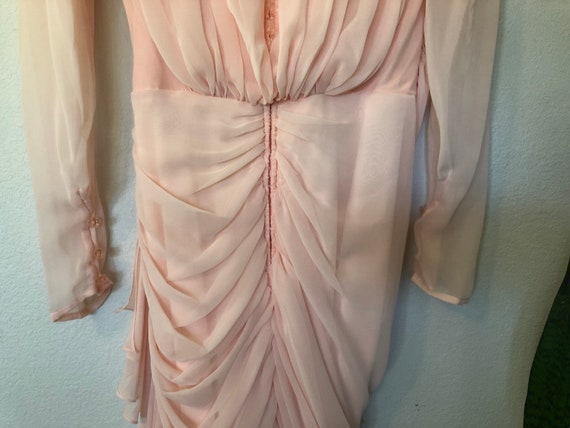 1980’s Tadashi Ruched Chiffon Vintage Cocktail Dr… - image 8