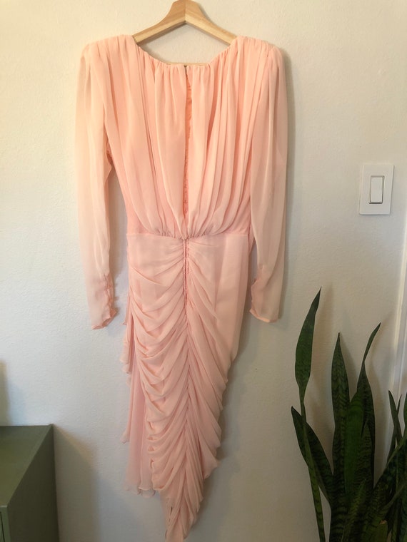 1980’s Tadashi Ruched Chiffon Vintage Cocktail Dr… - image 7