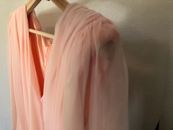 1980’s Tadashi Ruched Chiffon Vintage Cocktail Dr… - image 4