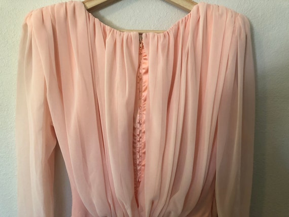 1980’s Tadashi Ruched Chiffon Vintage Cocktail Dr… - image 9