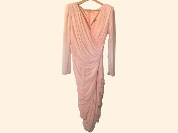 1980’s Tadashi Ruched Chiffon Vintage Cocktail Dr… - image 1