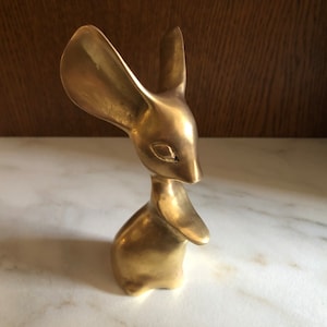 Vintage Brass Big Ears Mouse Figurine - Decorative Collectable