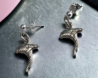 Tornado Earrings, Stainless Steel Weather Jewelry, Storm Chaser Gift