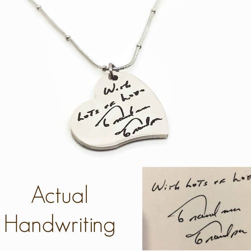 Custom Handwriting Jewelry Personalized Necklace Gold Actual Etsy