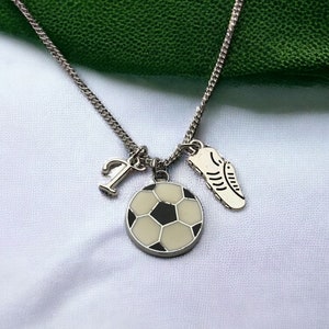 Soccer Necklace - Soccer Gifts - Initial Necklace - Charm Necklace - Sports Jewelry - Soccer Mom Pendant - Soccer Ball Charm - Coach Gift