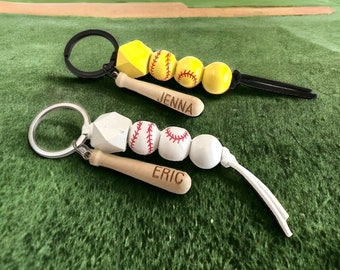 Personalized Baseball/Softball Keychain – Engraved Mini Bat, Team Gifts